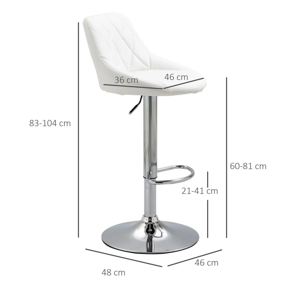 Set 2 Sgabelli da Bar 51,5x48x83-104 cm in Similpelle Bianchi