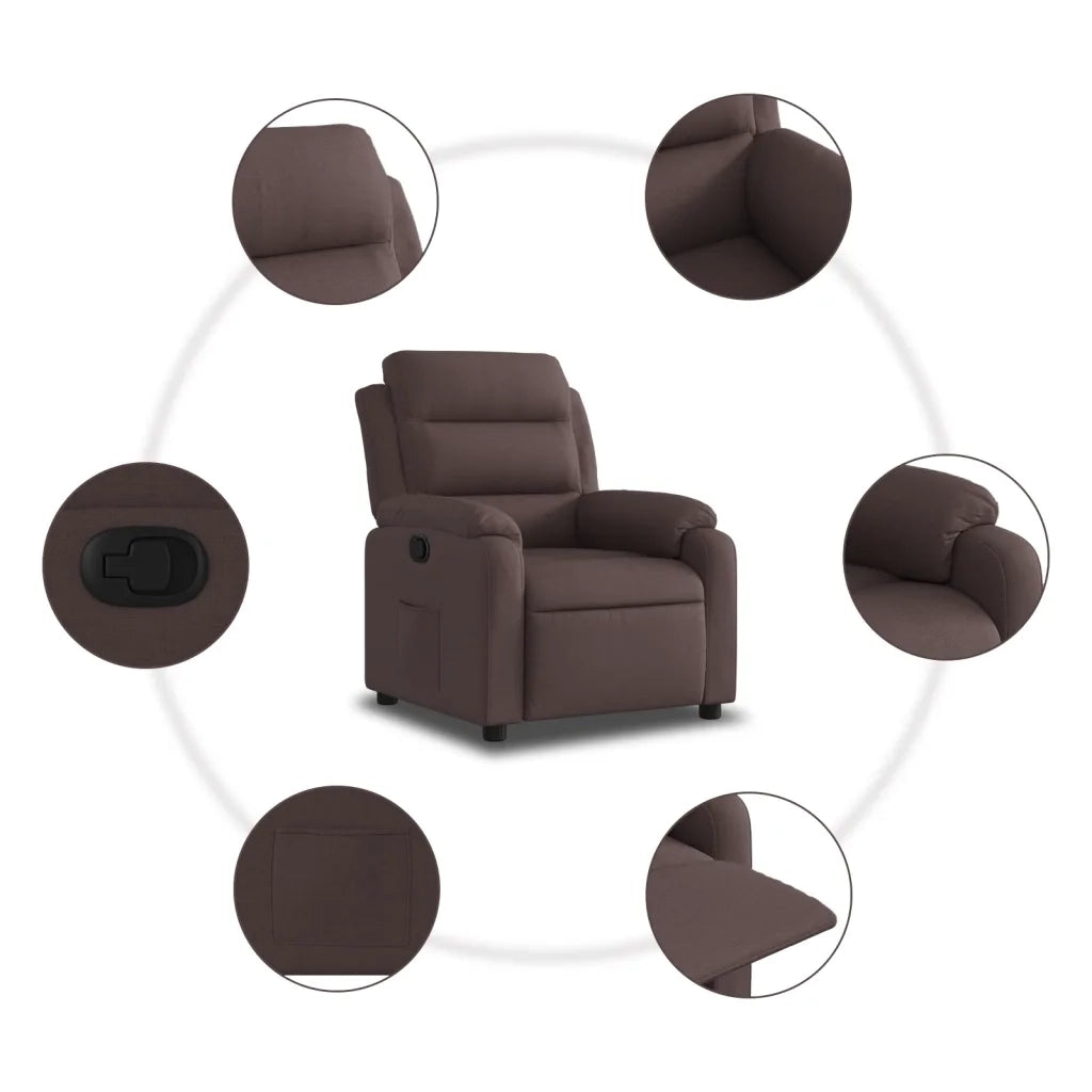 Poltrona Reclinabile Marrone Scuro in Tessuto 373467