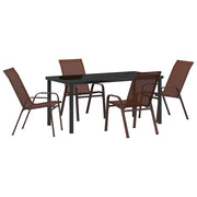 Set da Pranzo per Giardino 5 pz | Set Salotto da Giardino Marrone e Nero