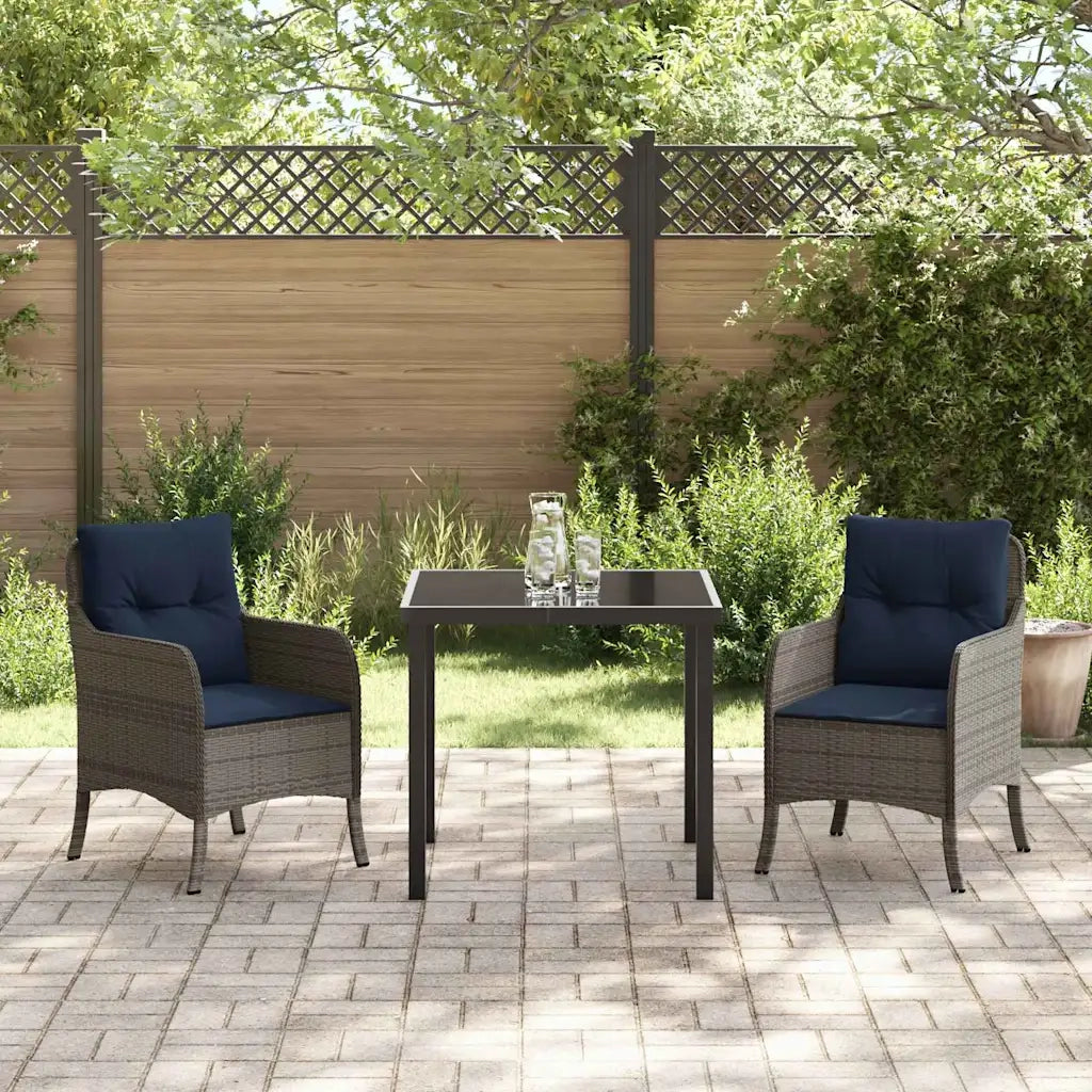 Set da Pranzo per Giardino con cuscino 3 pcs Grigio polyrattan 3380190