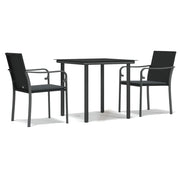 Set Pranzo da Giardino 3pz | Set Salotto da Giardino con Cuscini in Polyrattan e Acciaio