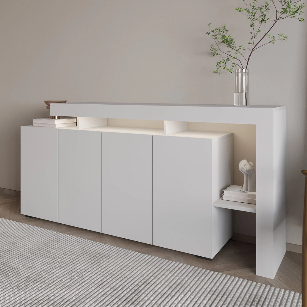 Credenza in legno "Beliz" - 170 x 35 x 80 cm - Bianco