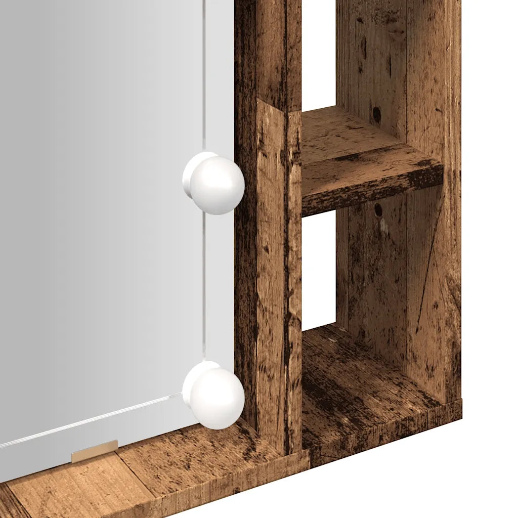 Mobile a Specchio LED Legno Antico 76x15x55 cm Multistrato CFW7953182
