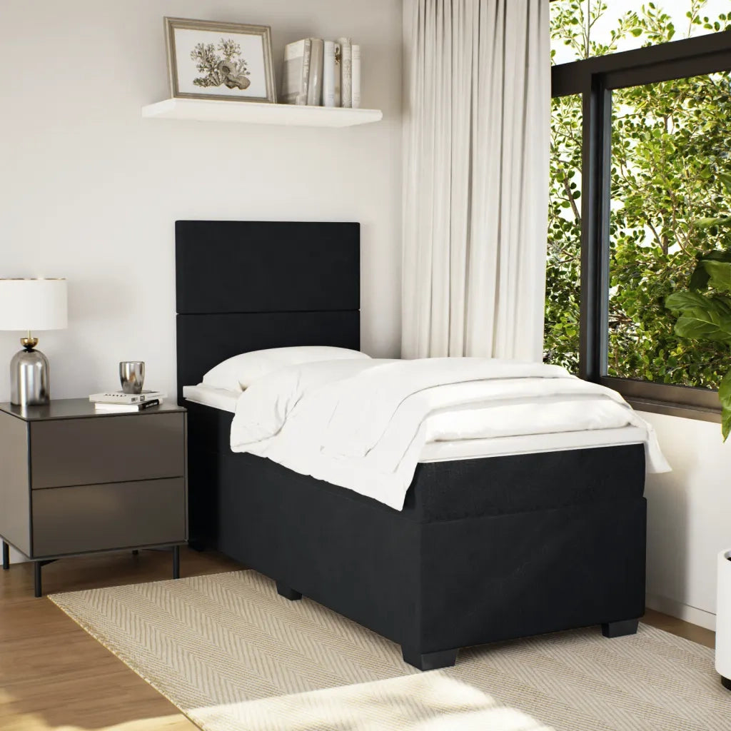 Giroletto a Molle con Materasso Nero 90x190 cm in Velluto 3290782