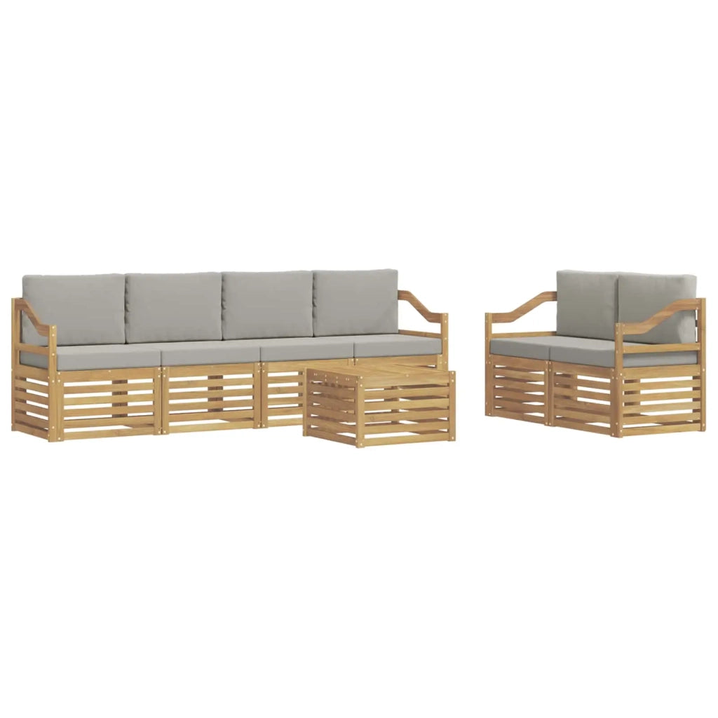 Set di divani da esterno 7 pcs Bianco e Grigio Chiaro