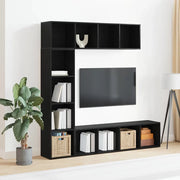 Libreria 3 pz-Scaffale per Libri-Mobile di Stoccaggio Rovere Nero 36 x 30 x 143 cm Legno multistrato