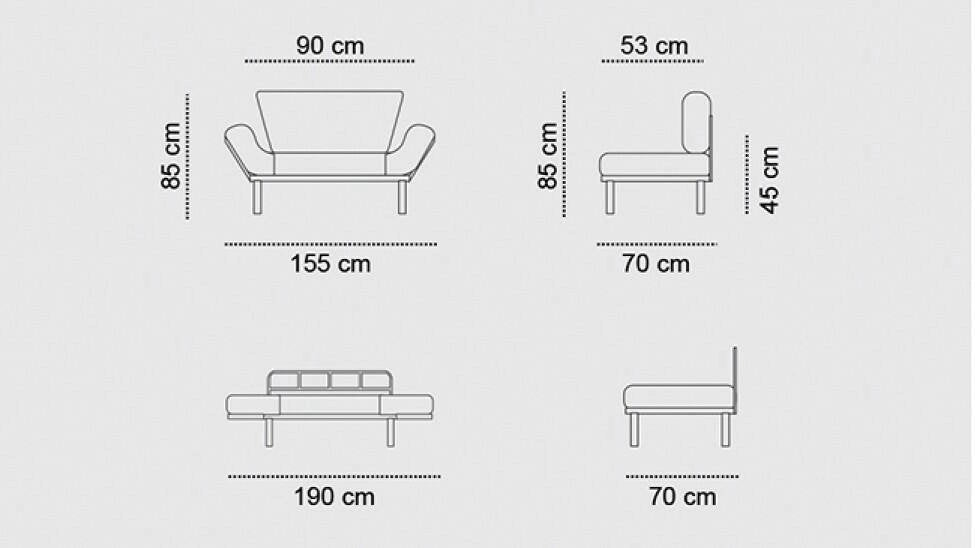 Guchol, Divano Letto 2 Posti Contenitore, 155x70 cm Bianco Crema