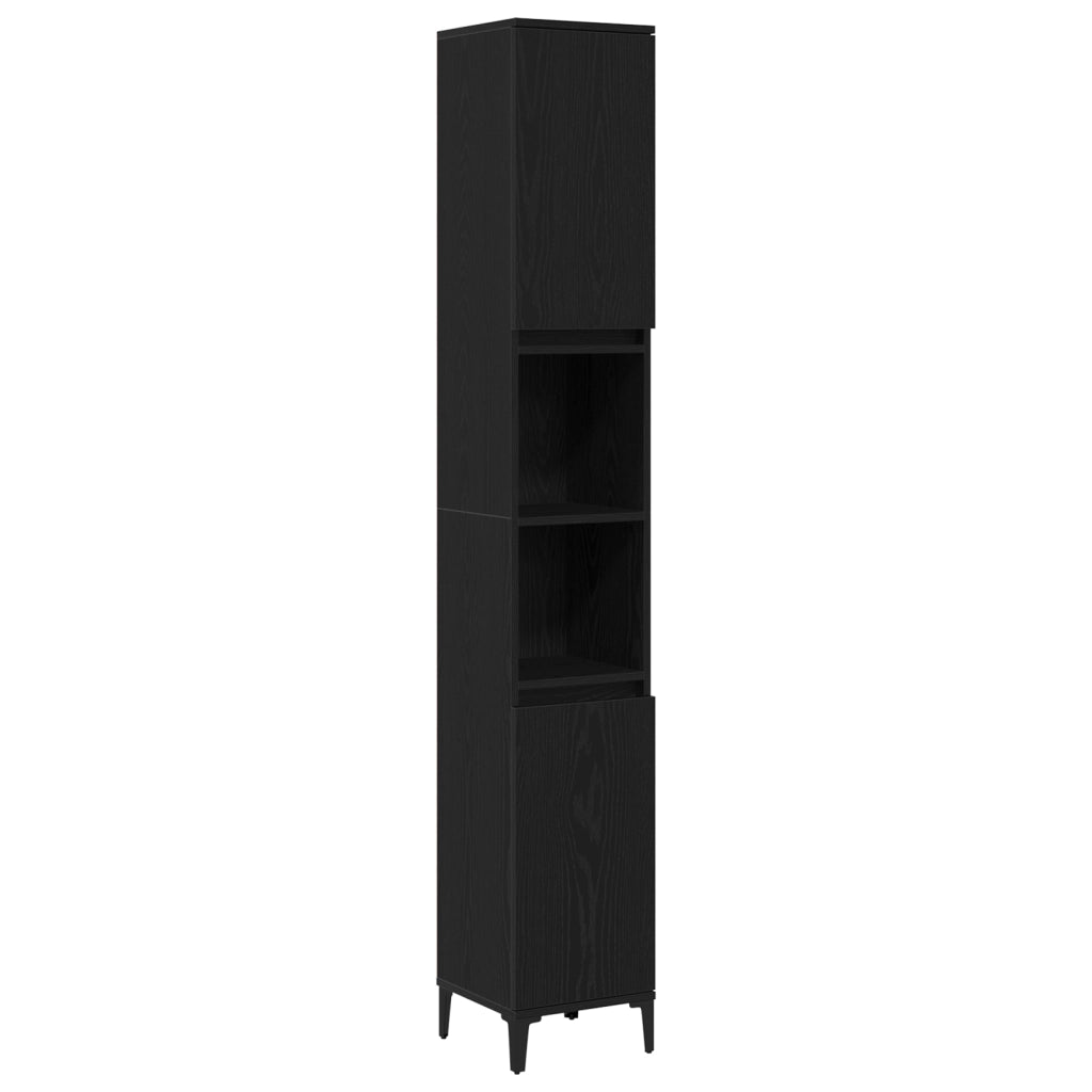 Set di mobili da bagno in 3 pezzi in legno ingegnerizzato rovere nero