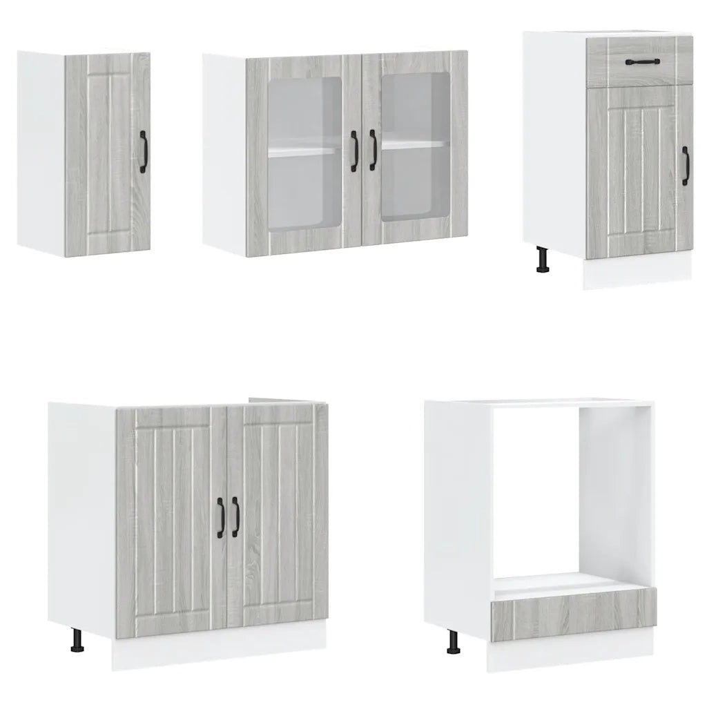Set Mobili da Cucina 8 pz Kalmar Grigio Sonoma in Truciolato 3314807