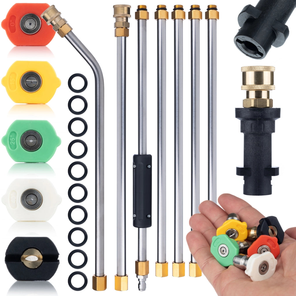 Set di Lance per Idropulitrice compatibile con Kärcher K2–K7 – 7 Lance, 5 Ugelli, 250 Bar | Lunghezza Totale 2,6 m