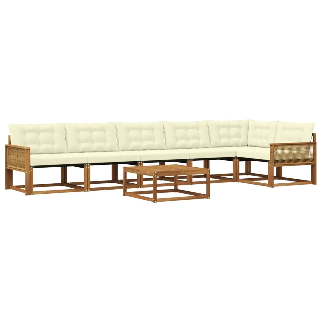 Set di divani da esterno con cuscino 7 pcs Naturale e Crema 3381474