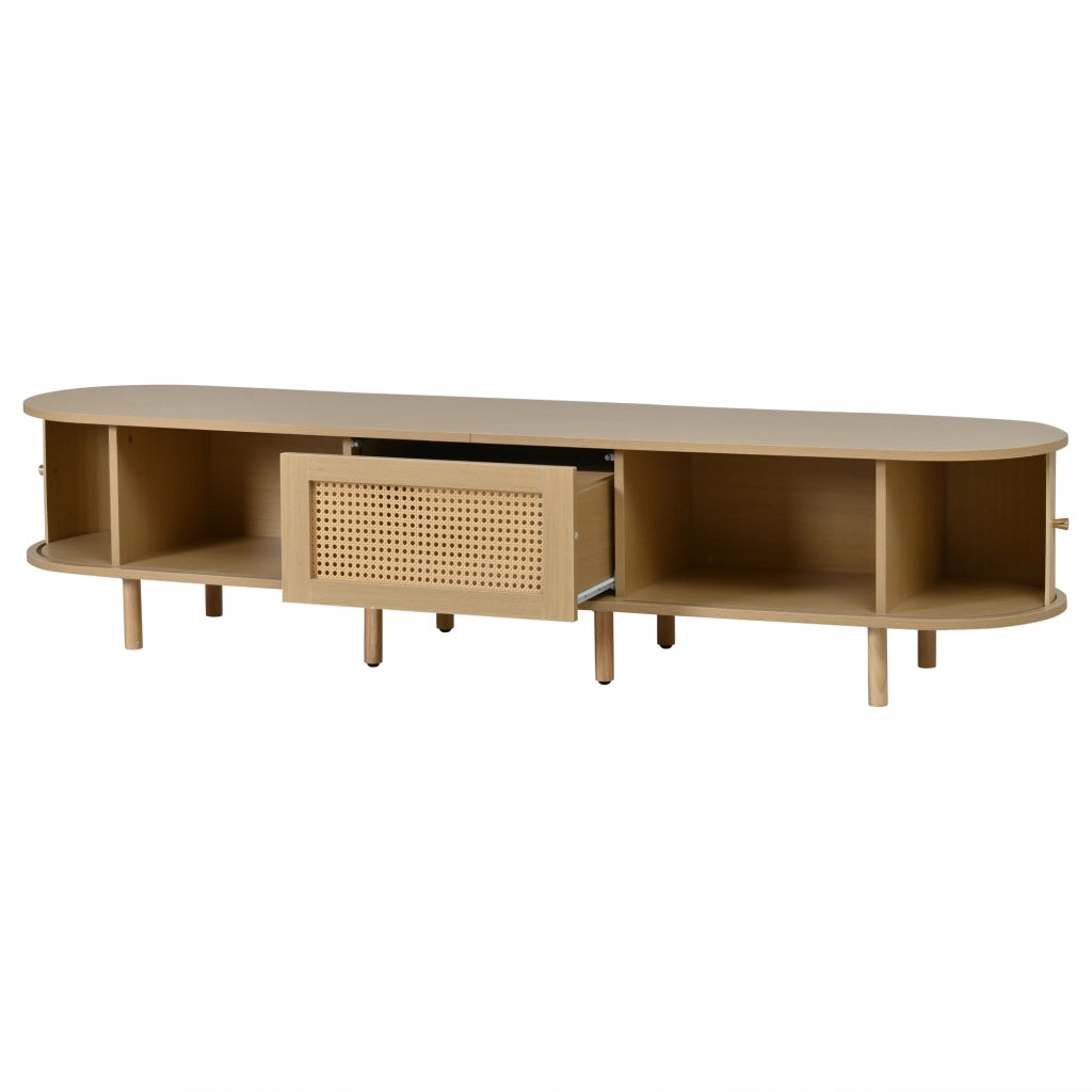 Mobile TV con 2 ante scorrevoli e 1 cassetto - per soggiorno - MDF - 180×40×40 cm - naturale