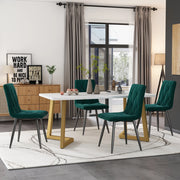 Set tavolo da pranzo per 4 persone con 4 sedie, piano rettangolare in MDF, per cucina, verde, 117 × 68 × 75 cm