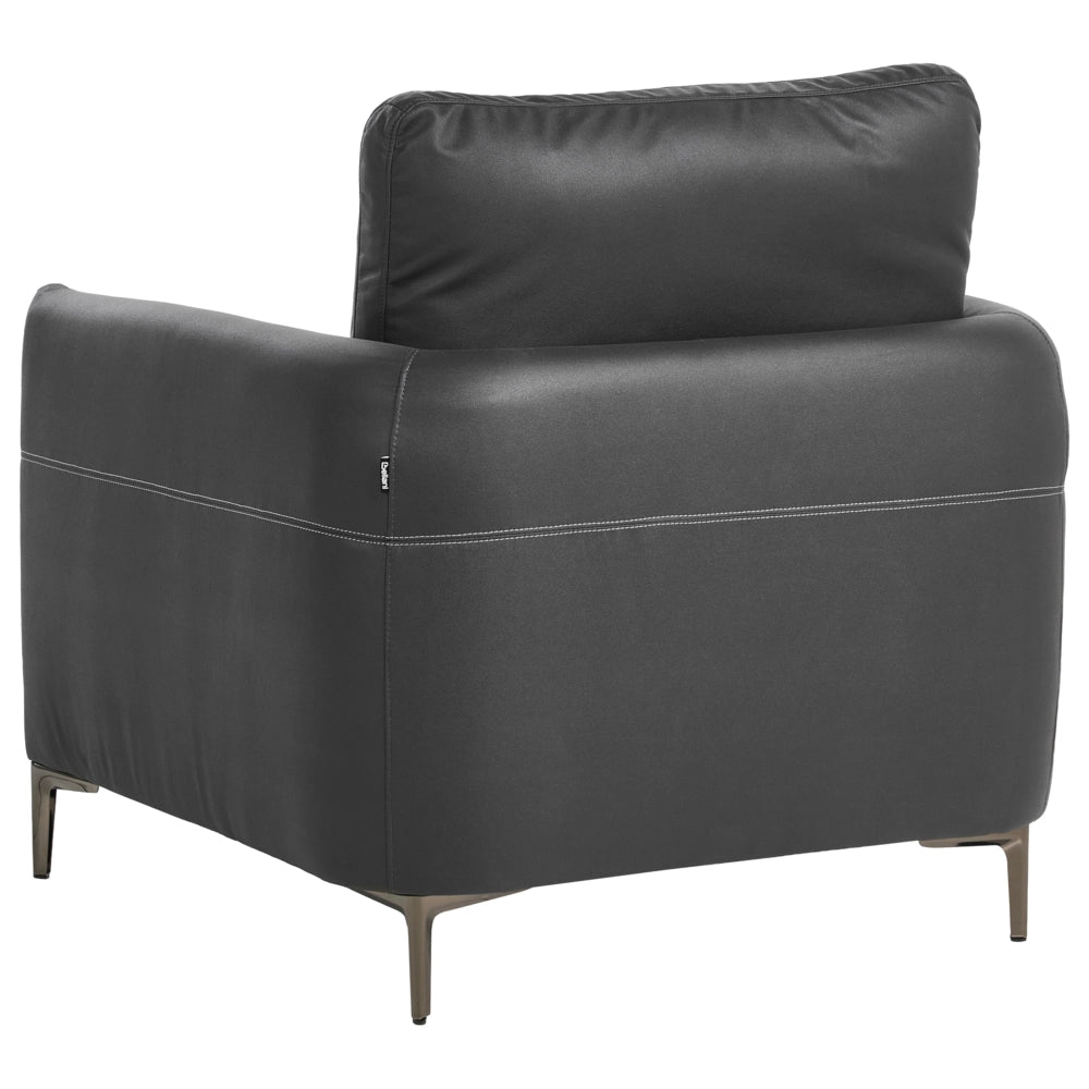 Poltrona in tessuto nero con gambe in metallo stile moderno minimalista