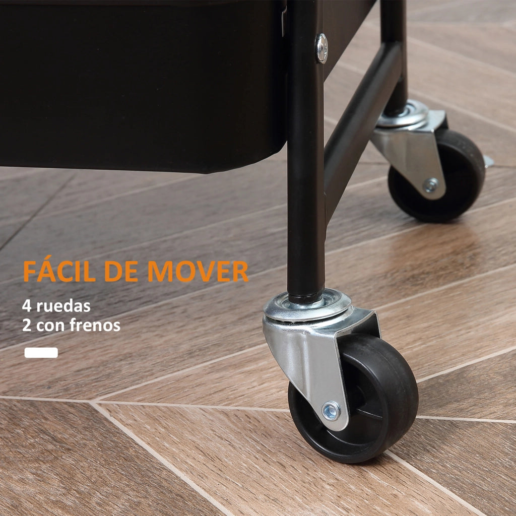 Carrello da cucina con 3 cestini in acciaio e ripiano ¨C zephmum ¨C 45x31x79,4 cm nero