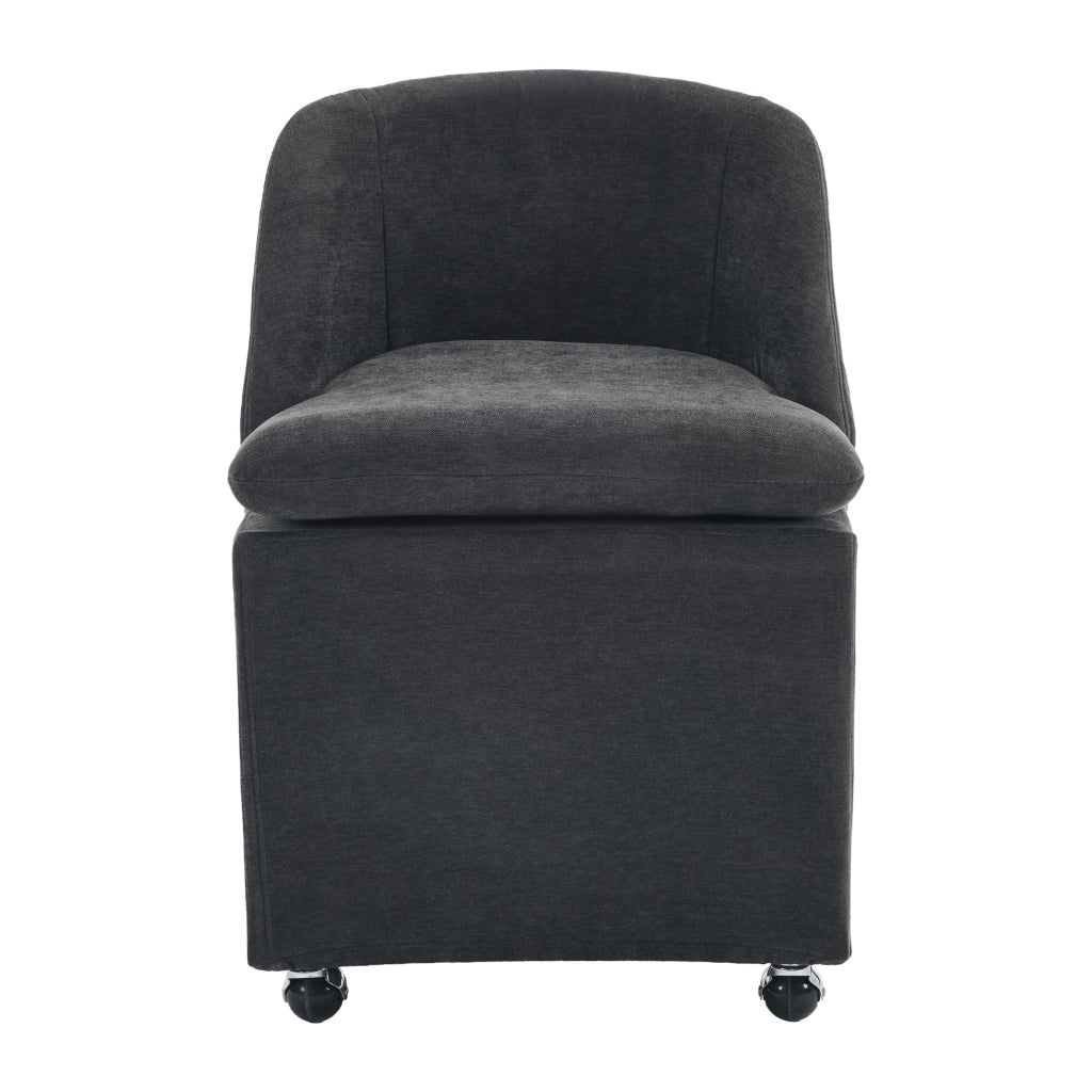 Sedia girevole imbottita in tessuto Chenille grigio, sedia da pranzo con ruote universali, schienale ergonomico, set da 2