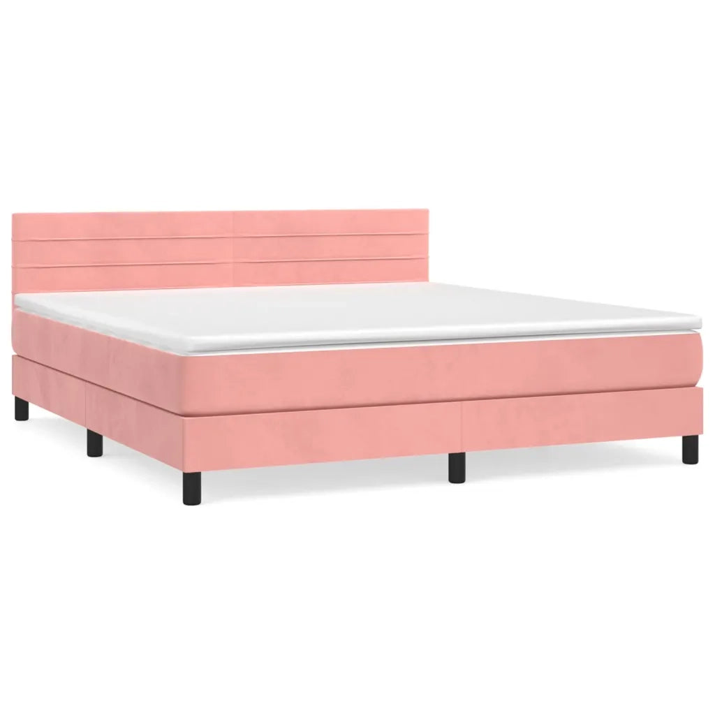 Giroletto a Molle con Materasso Rosa 160x200 cm in Velluto 3141376
