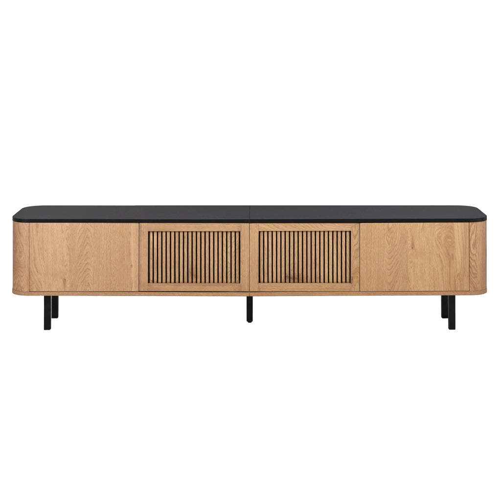 Mobile Porta TV Moderno 190 cm Rovere e Nero con Ante a Griglia