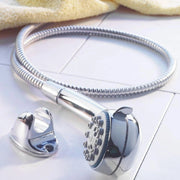 Trade Shop - Soffione Doccia 5 Funzioni Tubo Flessibile 150 Cm Supporto Con Viti Cromato -