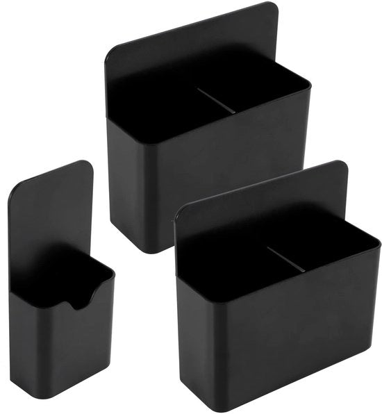 XREE 3-pack supporto magnetico per penne, 2 misure supporto per penne Whiteboard supporto per penne magnetico con distributore supporto per penne magnetico per frigorifero cassetto per lavagna scolastica (nero)