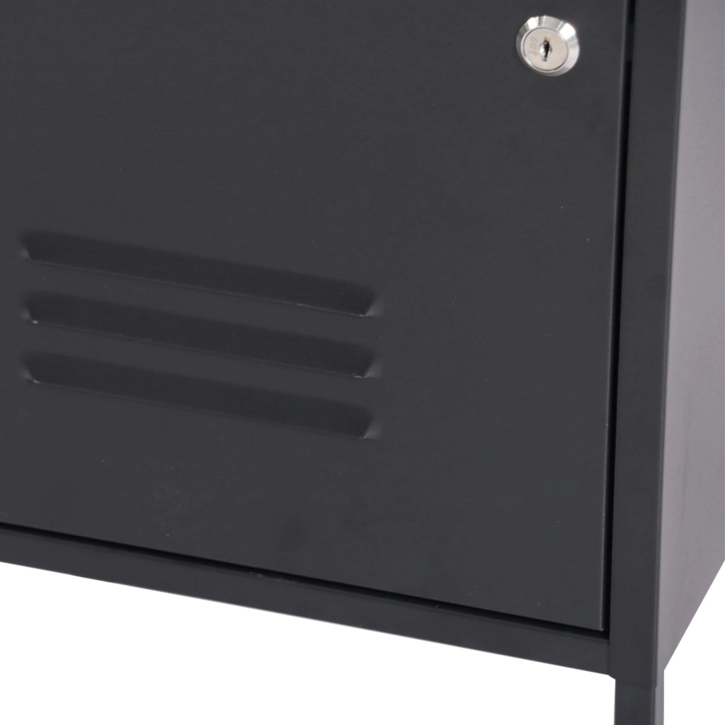 Armadietto Hausjärvi Comodino in Acciaio con Serratura Apertura Anta a Sinistra - Nero [en.casa]