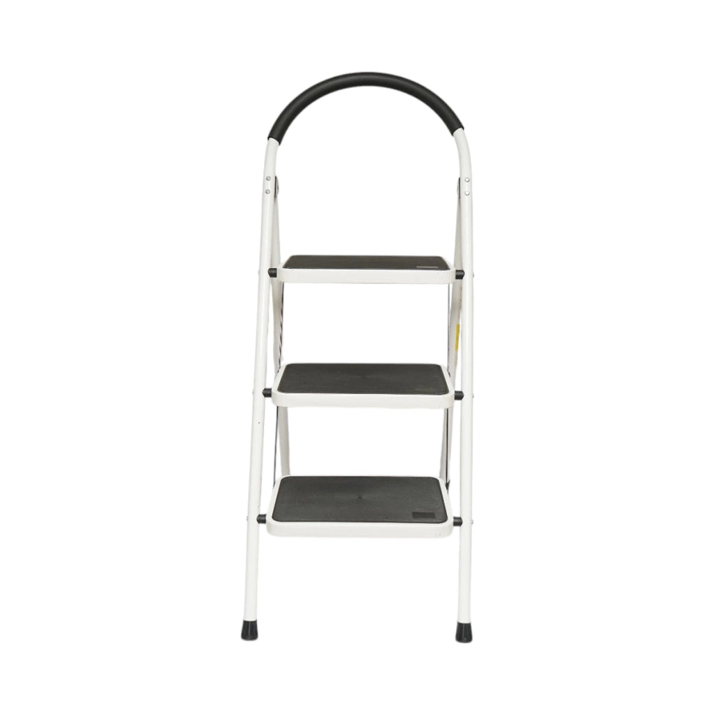 Scala pieghevole in metallo, 3 gradini con rivestimento antiscivolo, altezza 127cm, capacità massima 150Kg, Crownman