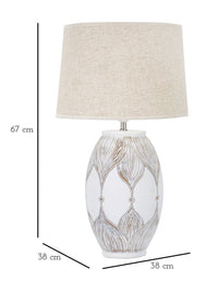 Lampada da Tavolo Ovale Atene 38x67x38 cm in Poliresina Bianco/Marrone