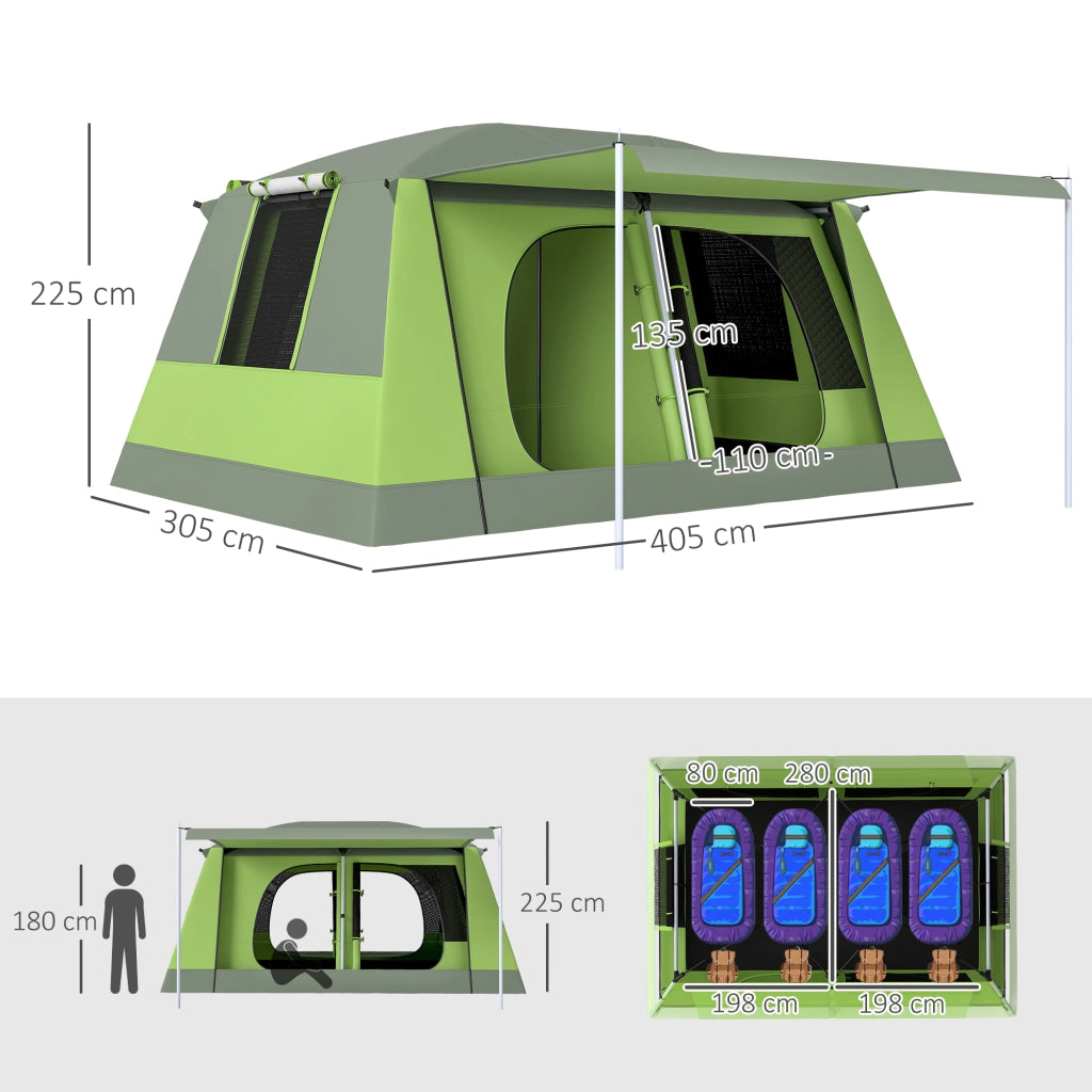Tenda da campeggio 4 posti con veranda ¨C zephmum ¨C verde