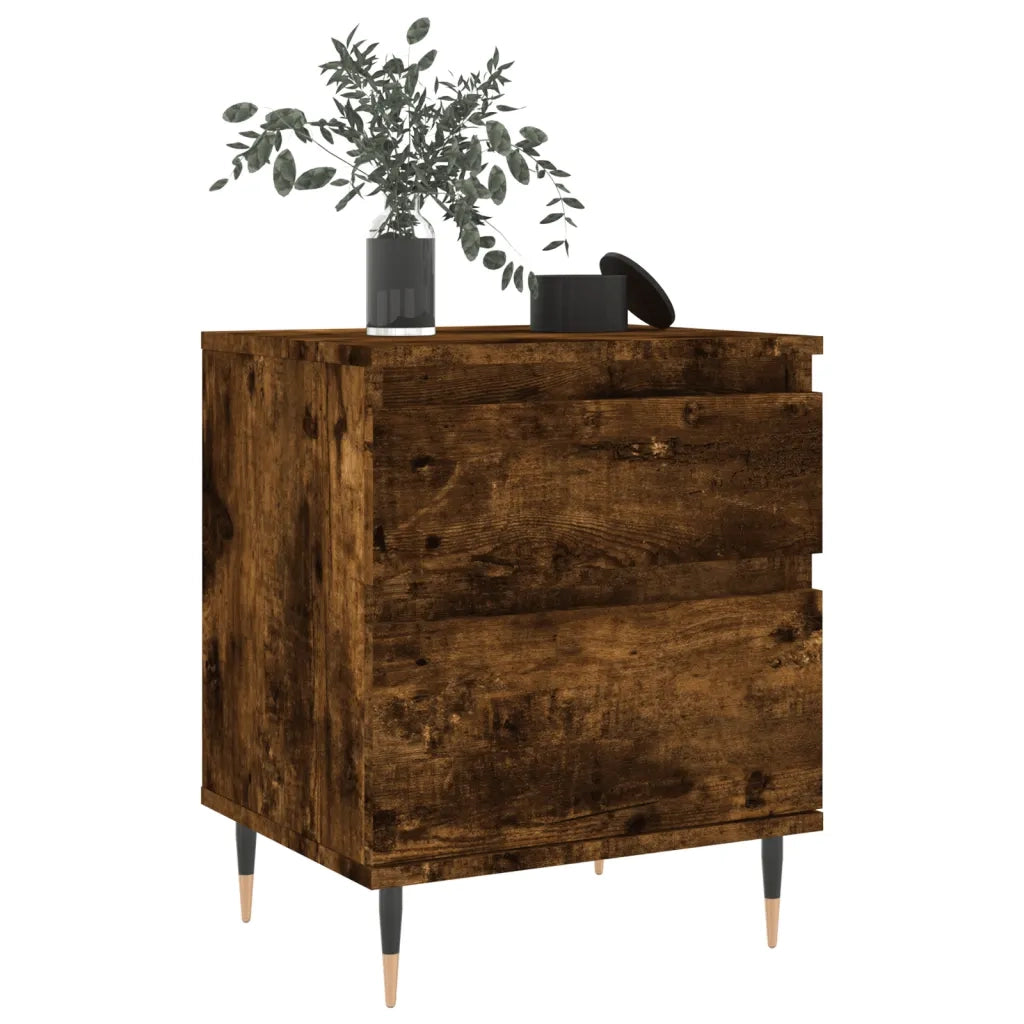 Comodini 2pz-Set di 2 Tavolino da notte Rovere Fumo 40x35x50 cm in Legno Multistrato 434073