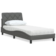 Letto con Materasso Grigio Scuro 90x200 cm in Tessuto