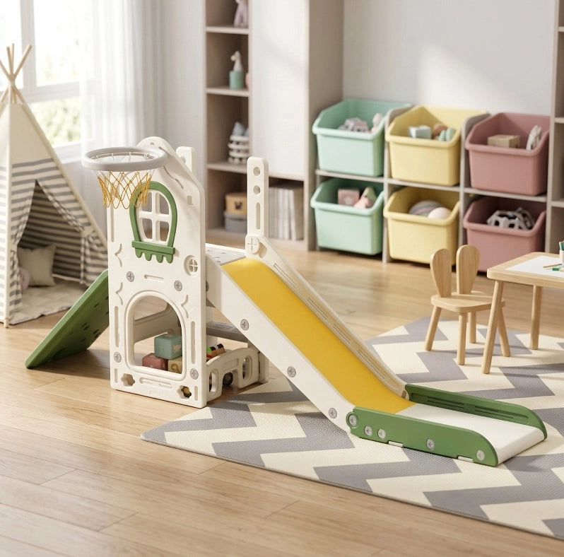 Scivolo pieghevole 4 in 1 per bambini in HDPE color crema