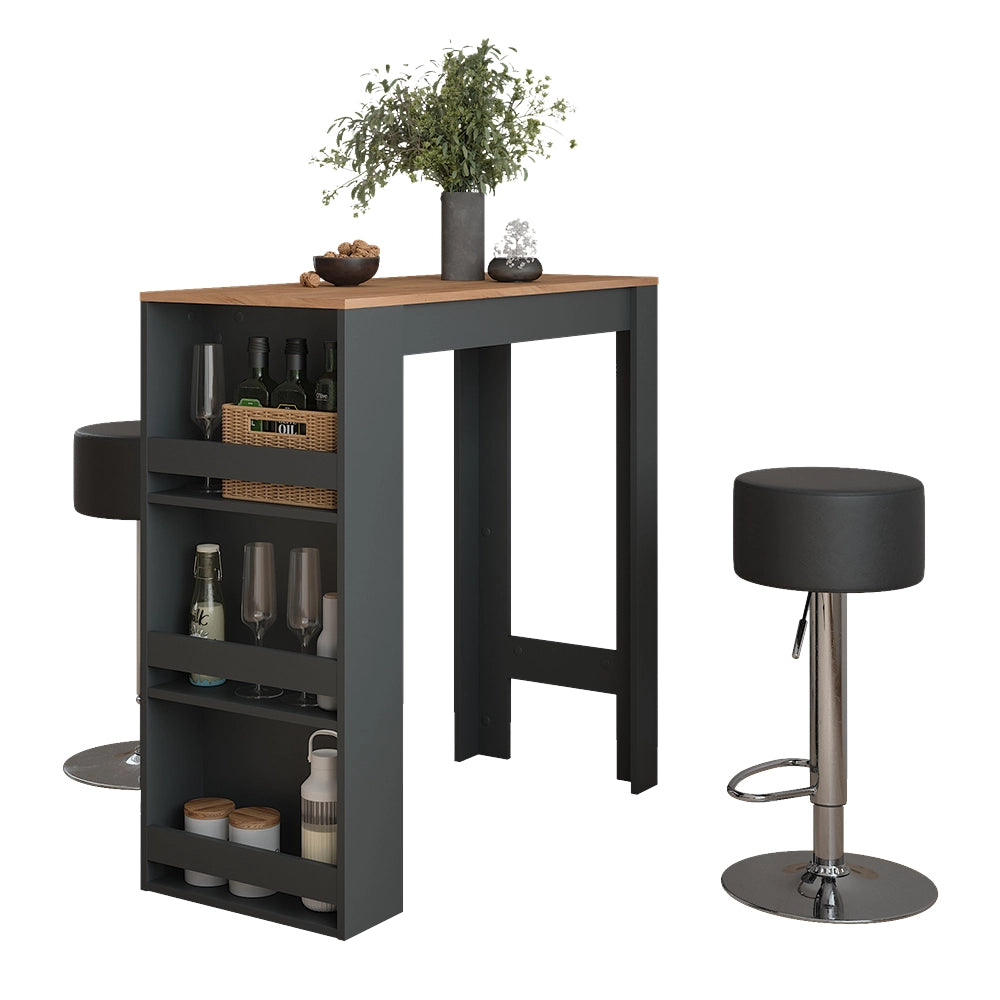 Vicco tavolo bar con sgabelli Antracite/quercia dorata 45 x 110 cm con 2 sgabelli da bar