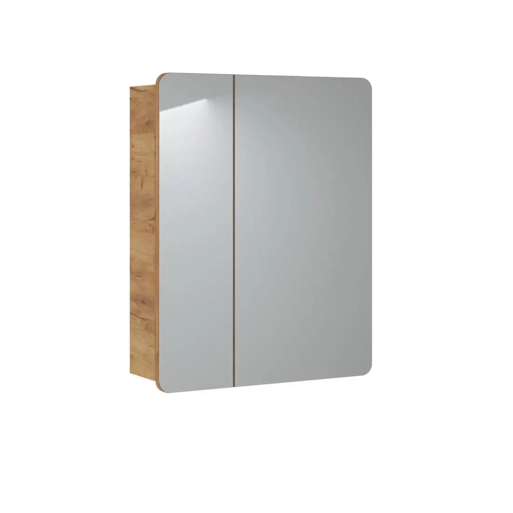 Mobile bagno ERBANO – Rovere chiaro – 60x75 cm – 2 porte con specchi – Da appendere