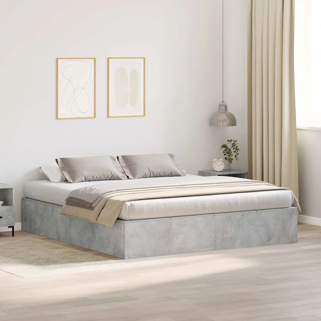 Struttura letto con contenitore Grigio cemento 200 x 200 cm 3335360