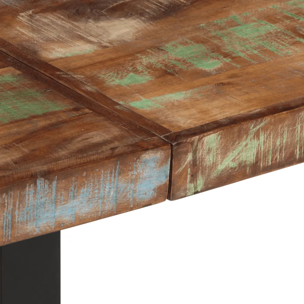 Panca-Sgabello 160 cm in Legno Massello di Recupero e Acciaio