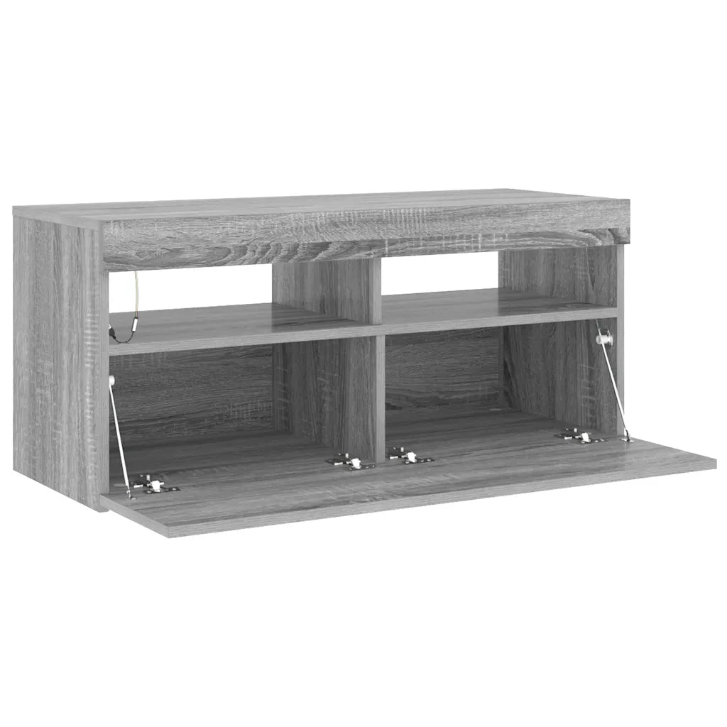 Mobile Porta TV con Luci LED-Mobile per TV-Credenza TV Grigio Sonoma 90x35x40 cm 759234