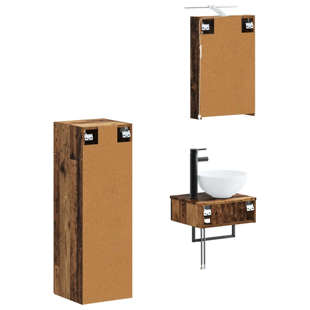 Set di Armadi da Bagno 4 pcs Legno antico 40 x 10,5 x 60,5 cm 3407365