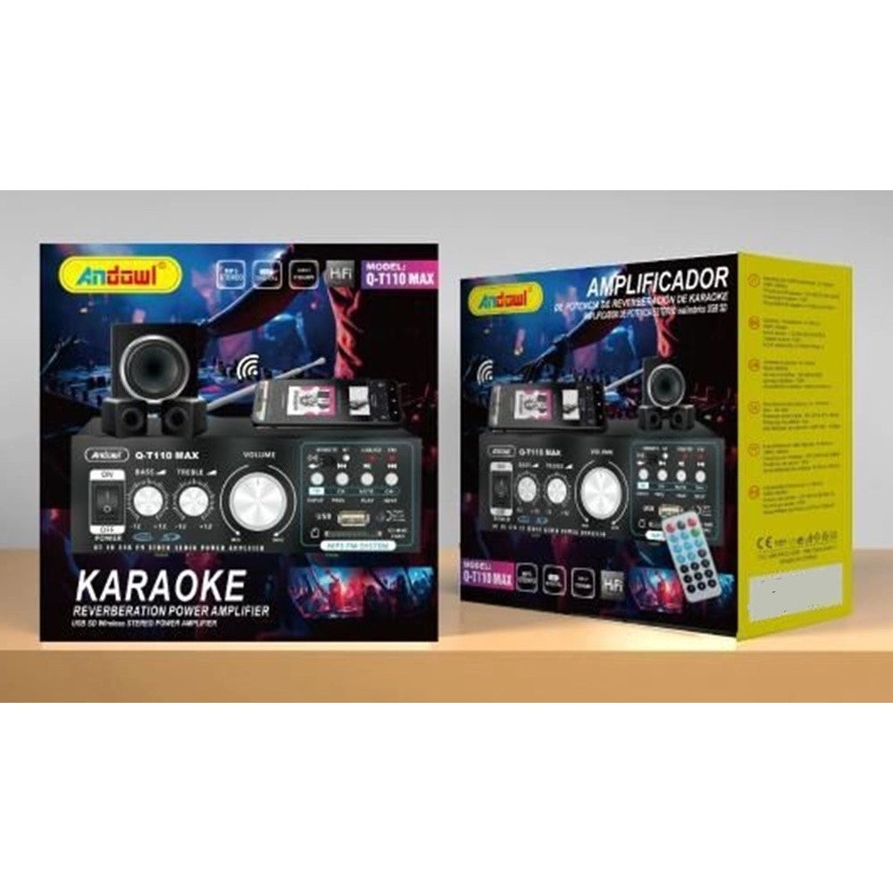 Trade Shop - Amplificatore Di Potenza Audio Stereo Hi-fi Q-t110 Max Con Riverbero Karaoke Telecomando -