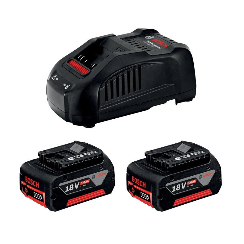 BOSCH-B SET 2 BATTERIE 18V-5.0 Ah + CARICABATTERIE- 1,0 pz