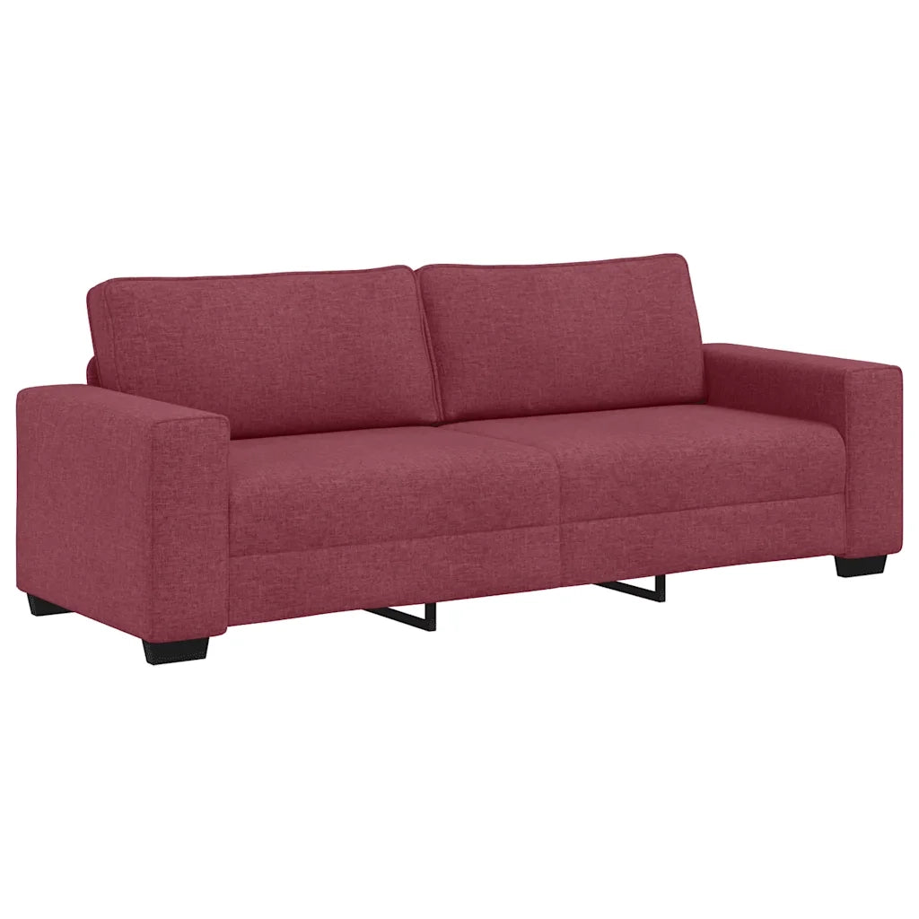 Set di Divani 2 pz con Cuscini Rosso Vino in Tessuto
