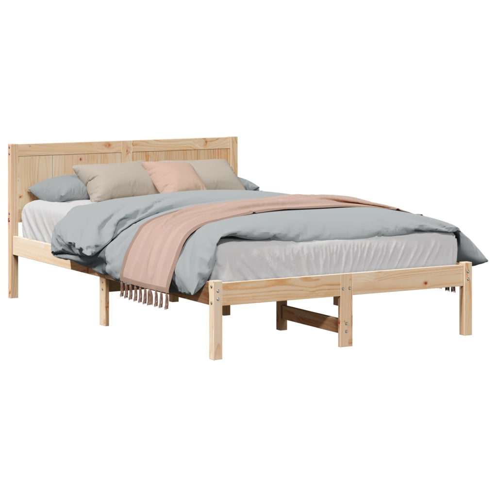 Cornice Letto in Legno di Pino Naturale Legno di Pino 140 x 190 cm