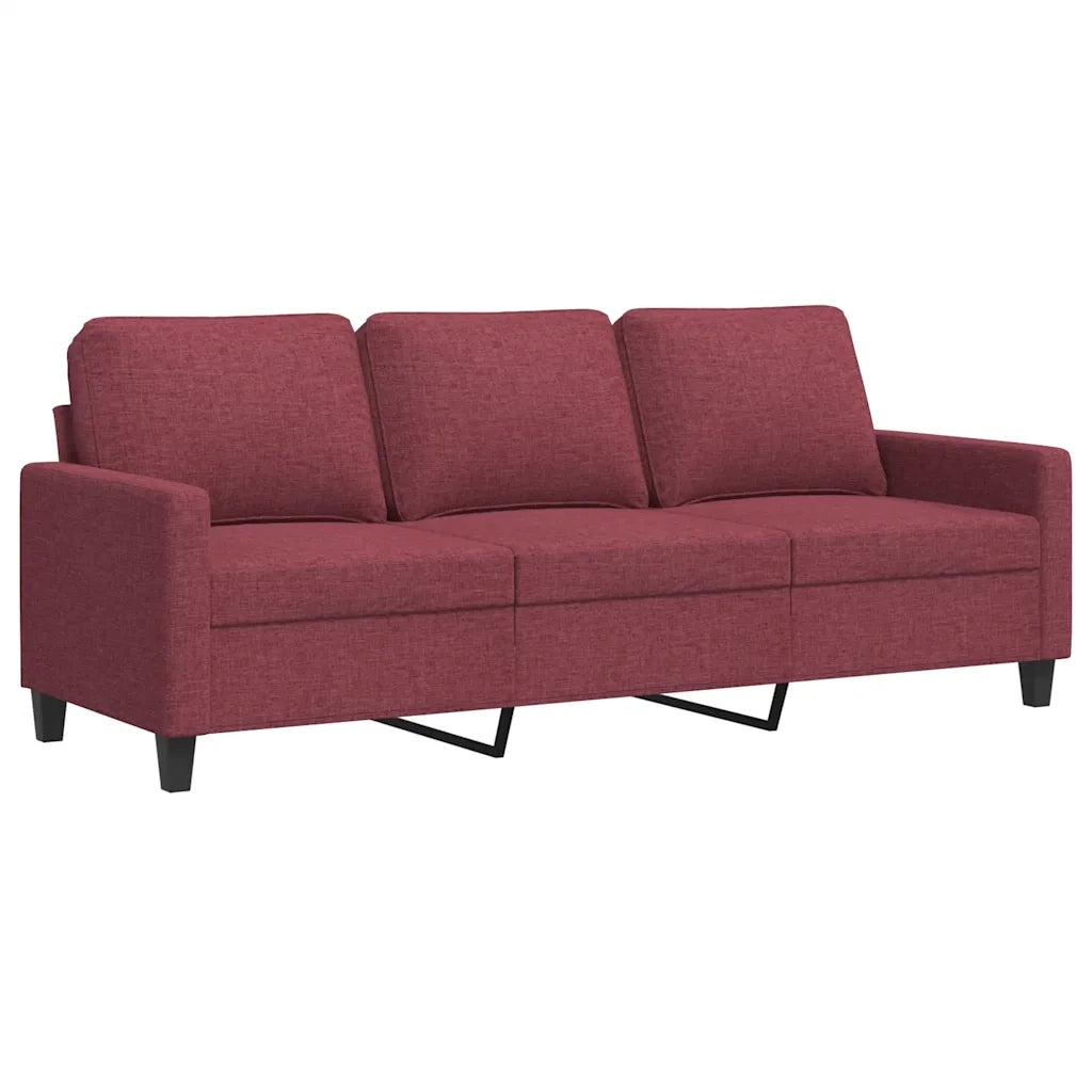 Divano a 3 Posti Rosso Vino 180 cm in Tessuto 359177