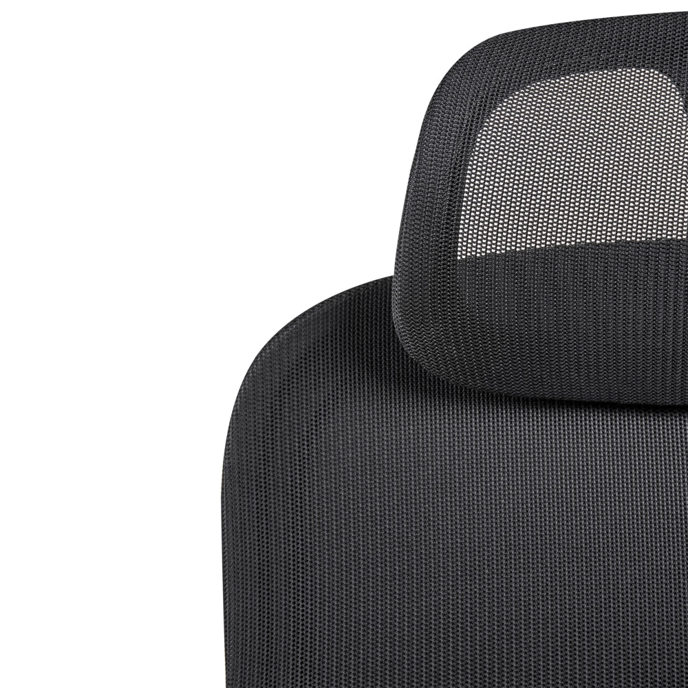 Sedia da ufficio in rete nera, rotelle in plastica, girevole, schienale reclinabile, regolazione in altezza, braccioli, poggiatesta regolabile, moderna ed ergonomica