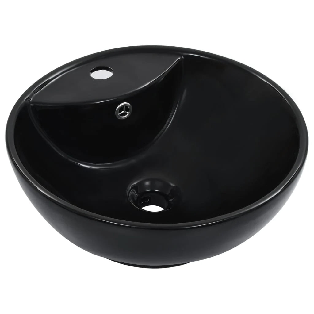 Lavabo con troppopieno lavabo da appoggio interno bagno cabina doccia box WC 46,5 x 18 cm ceramica nera 02_0002613