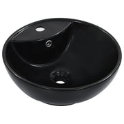Lavabo con troppopieno lavabo da appoggio interno bagno cabina doccia box WC 46,5 x 18 cm ceramica nera 02_0002613