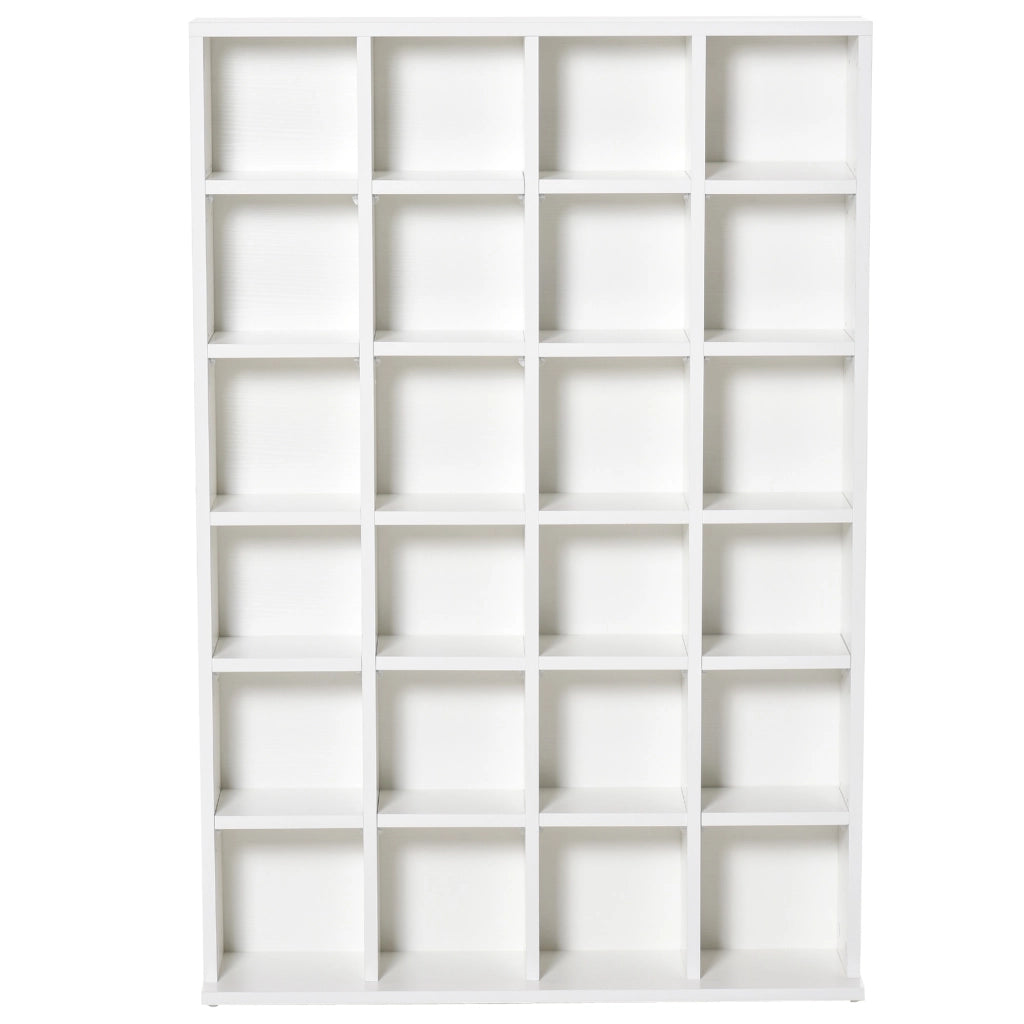 EasyComfort Mobile Libreria porta CD da 24 Ripiani ad Altezza Regolabile, in Truciolato, 130.5x89x20 cm, Bianco