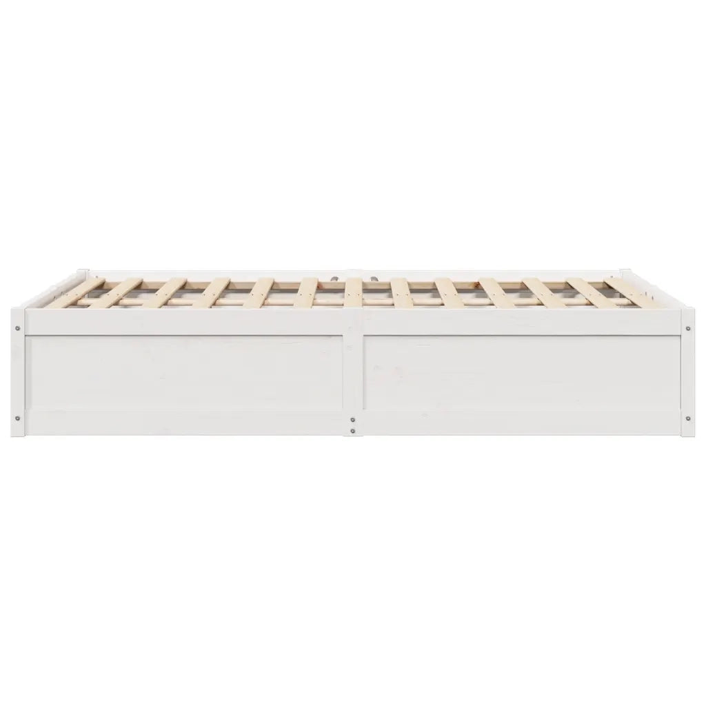 Letto senza Materasso Bianco 135x190 cm Legno Massello di Pino