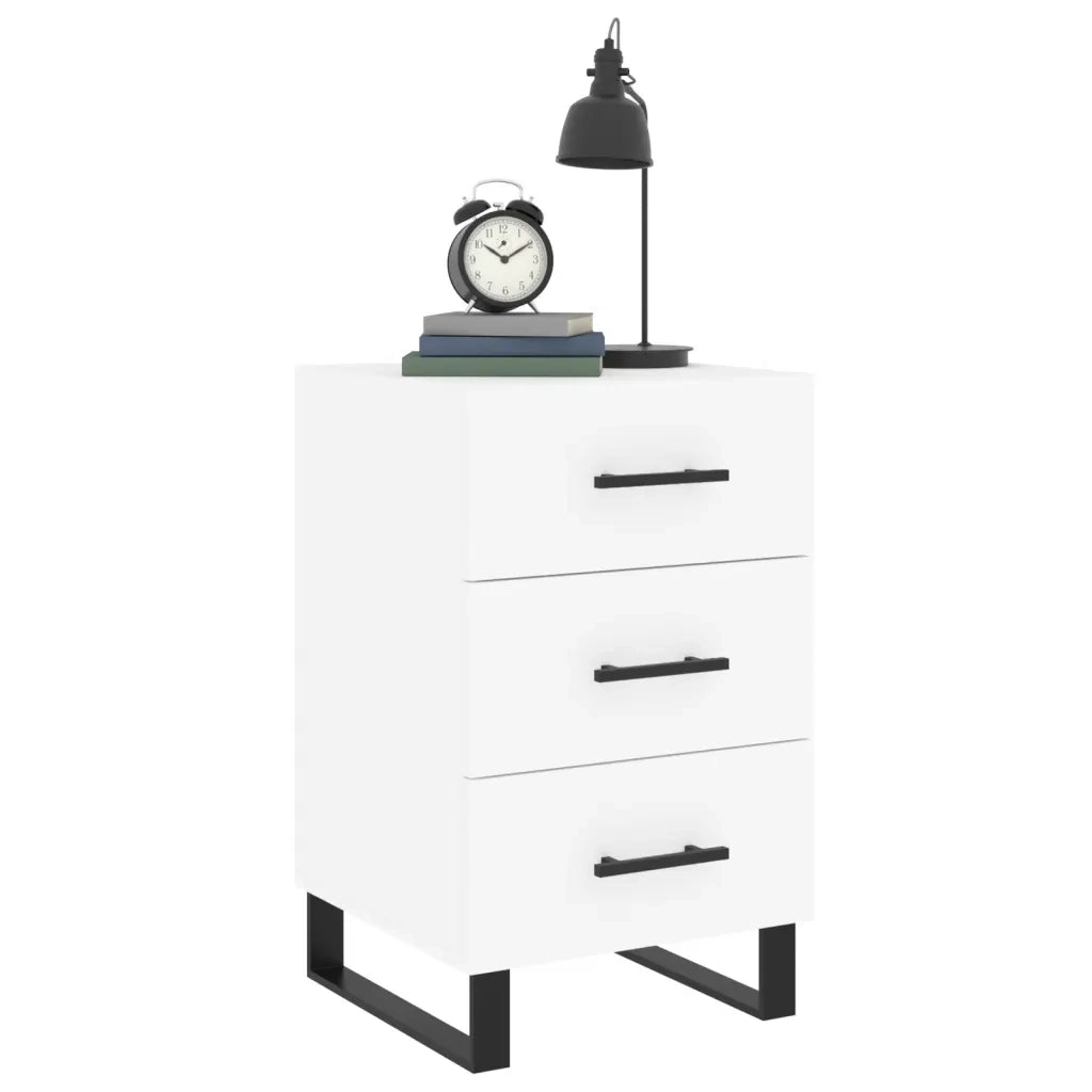 Comodino | Armadio da Notte | Mobiletto da notte Bianco 40x40x66 cm in Legno Multistrato