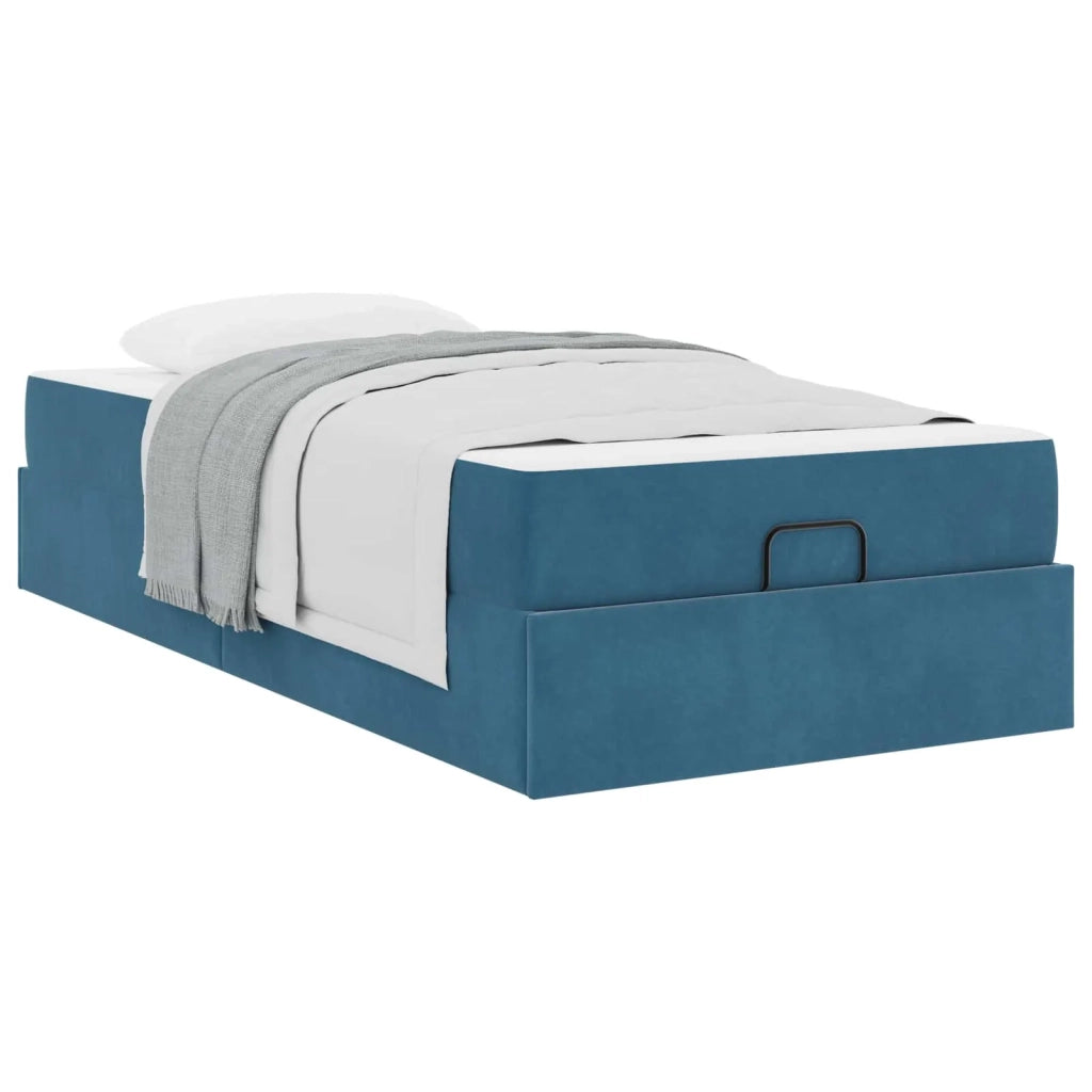 Struttura letto con materasso 2 pz-Giroletto con materasso Blu Velluto 797146