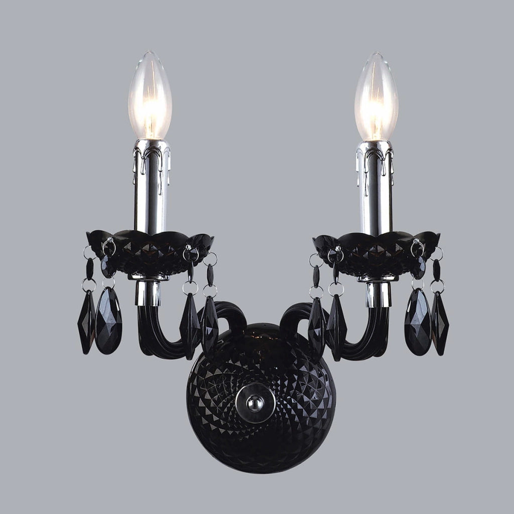 Applique Italux Whiz classica nero/cromo 2xE14 cristallo